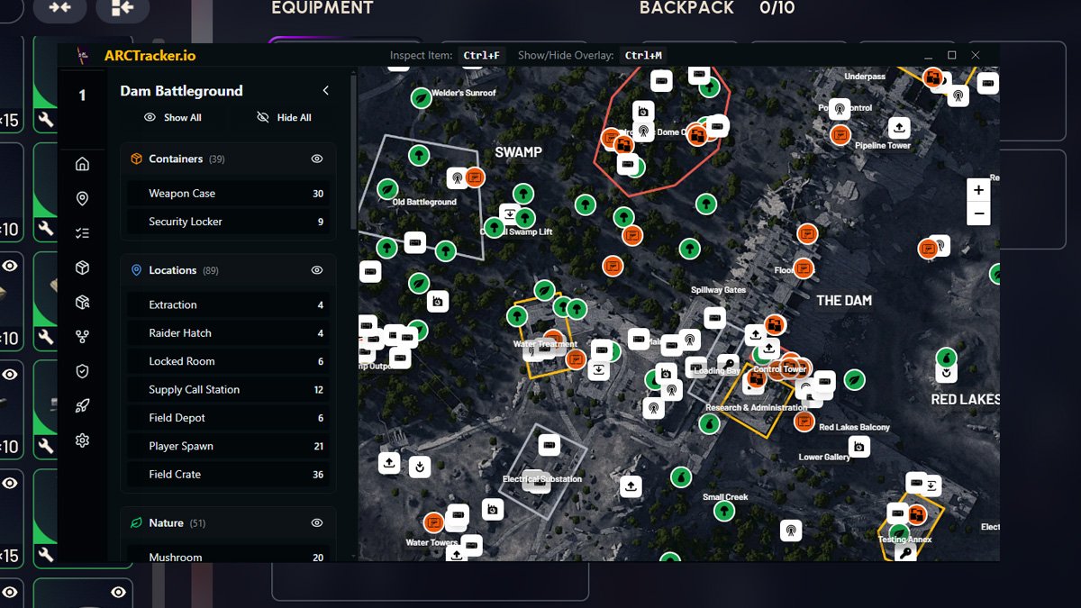 ARCTracker interactive map overlay